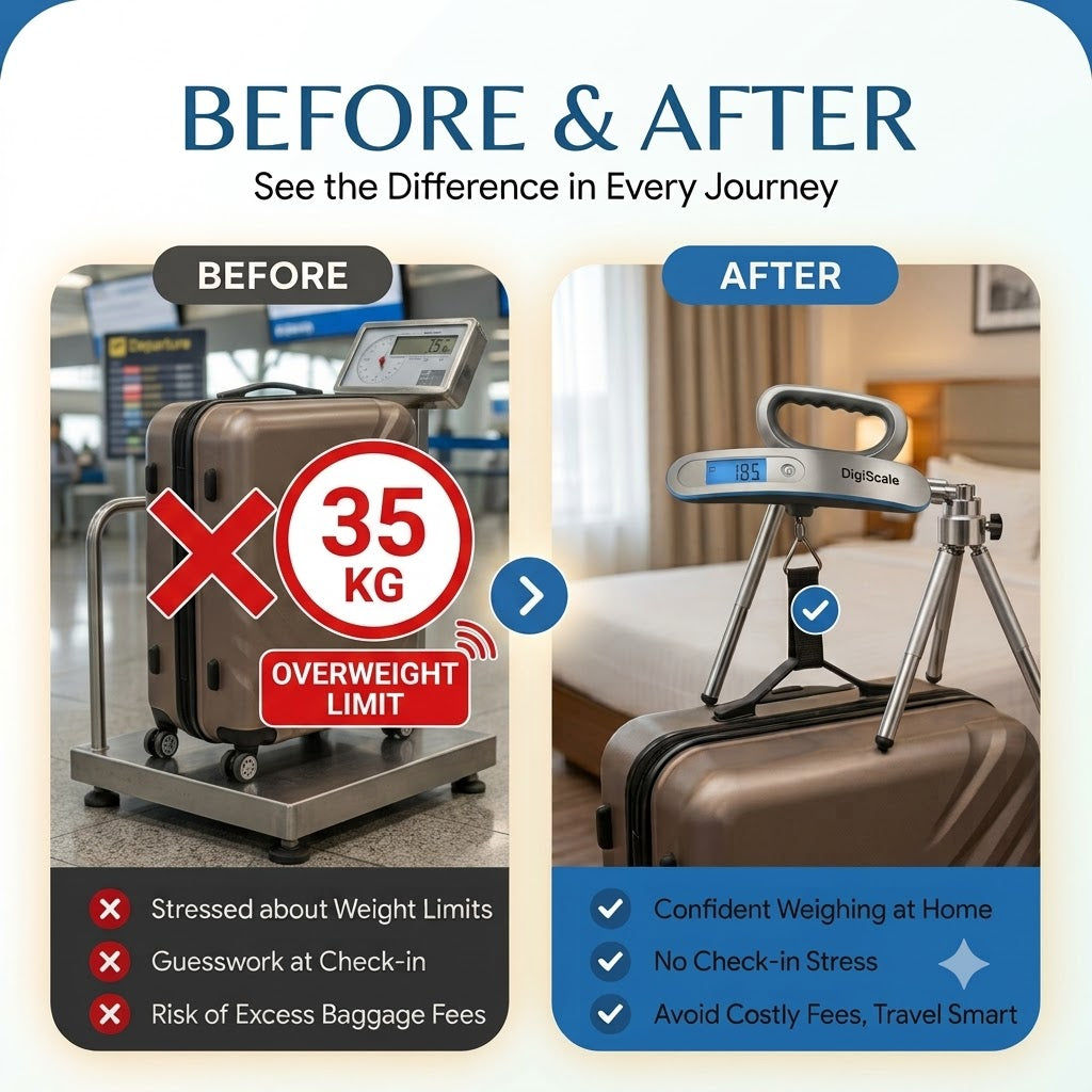 DigiScale™ -Truly Portable Stainles Steel Digital Luggage Weighing Scale 50Kg.