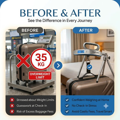 DigiScale™ -Truly Portable Stainles Steel Digital Luggage Weighing Scale 50Kg.