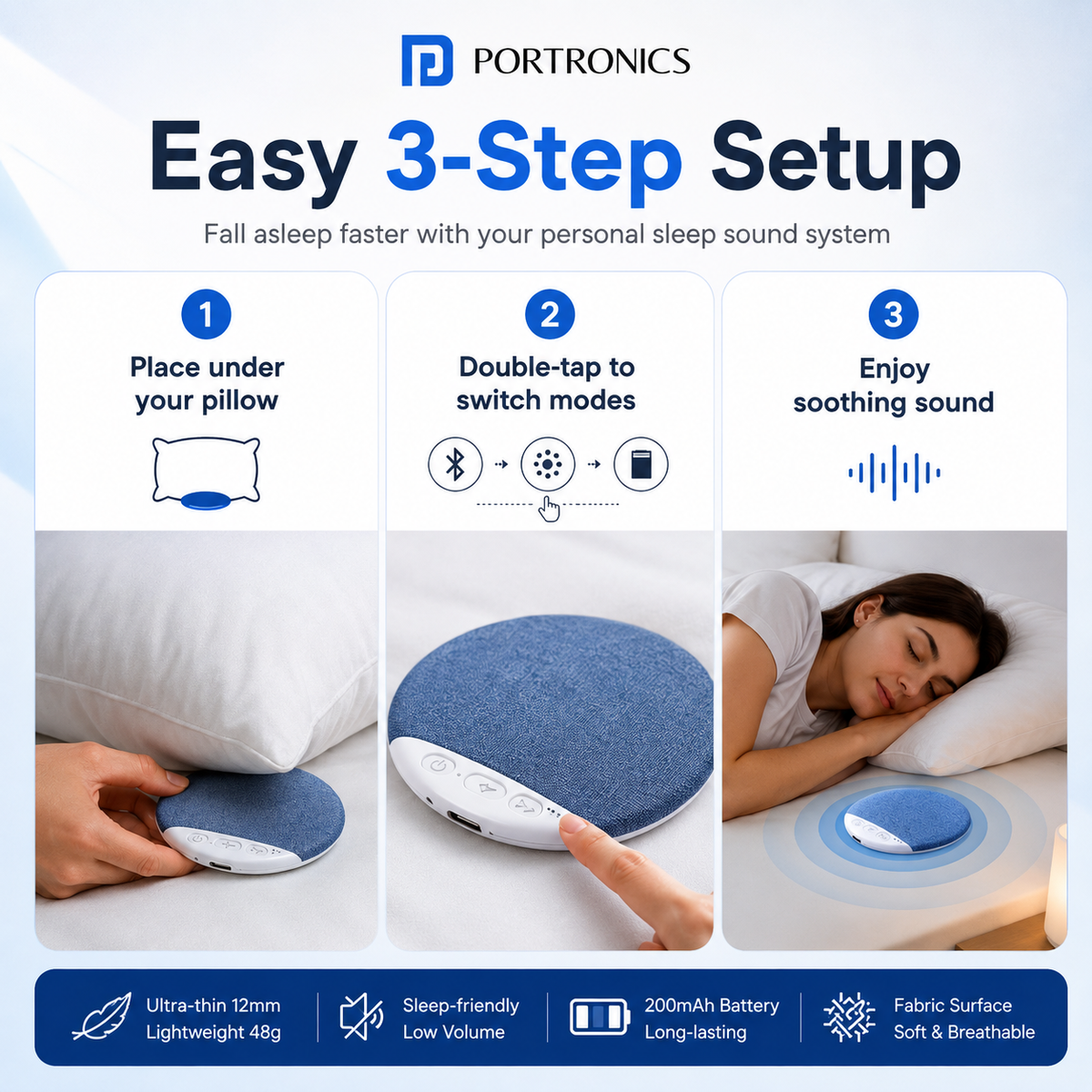 Portronics™ Pillow Pod X3 Pro- Sleep Speaker.