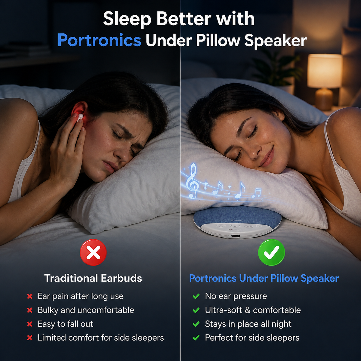 Portronics™ Pillow Pod X3 Pro- Sleep Speaker.