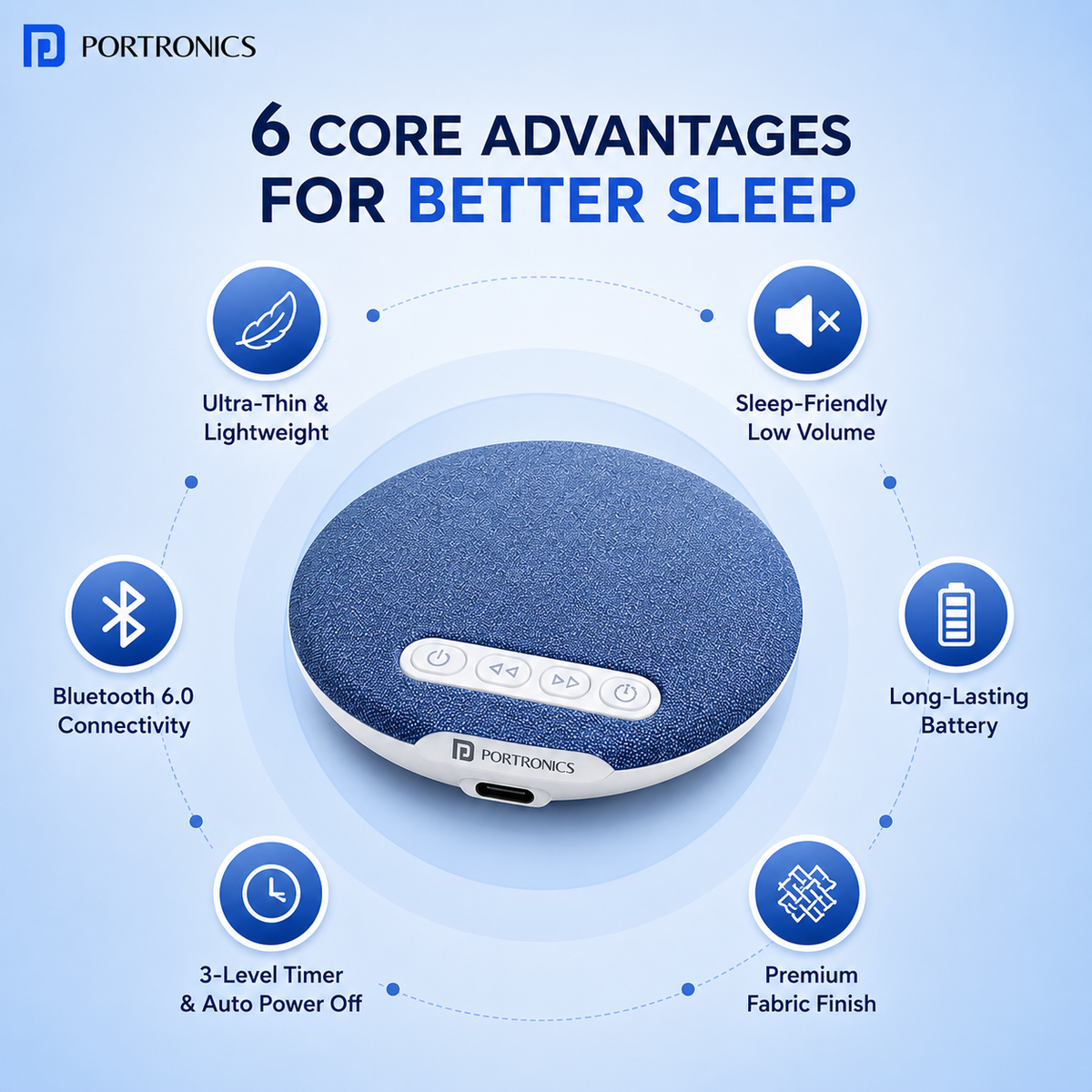 Portronics™ Pillow Pod X3 Pro- Sleep Speaker.