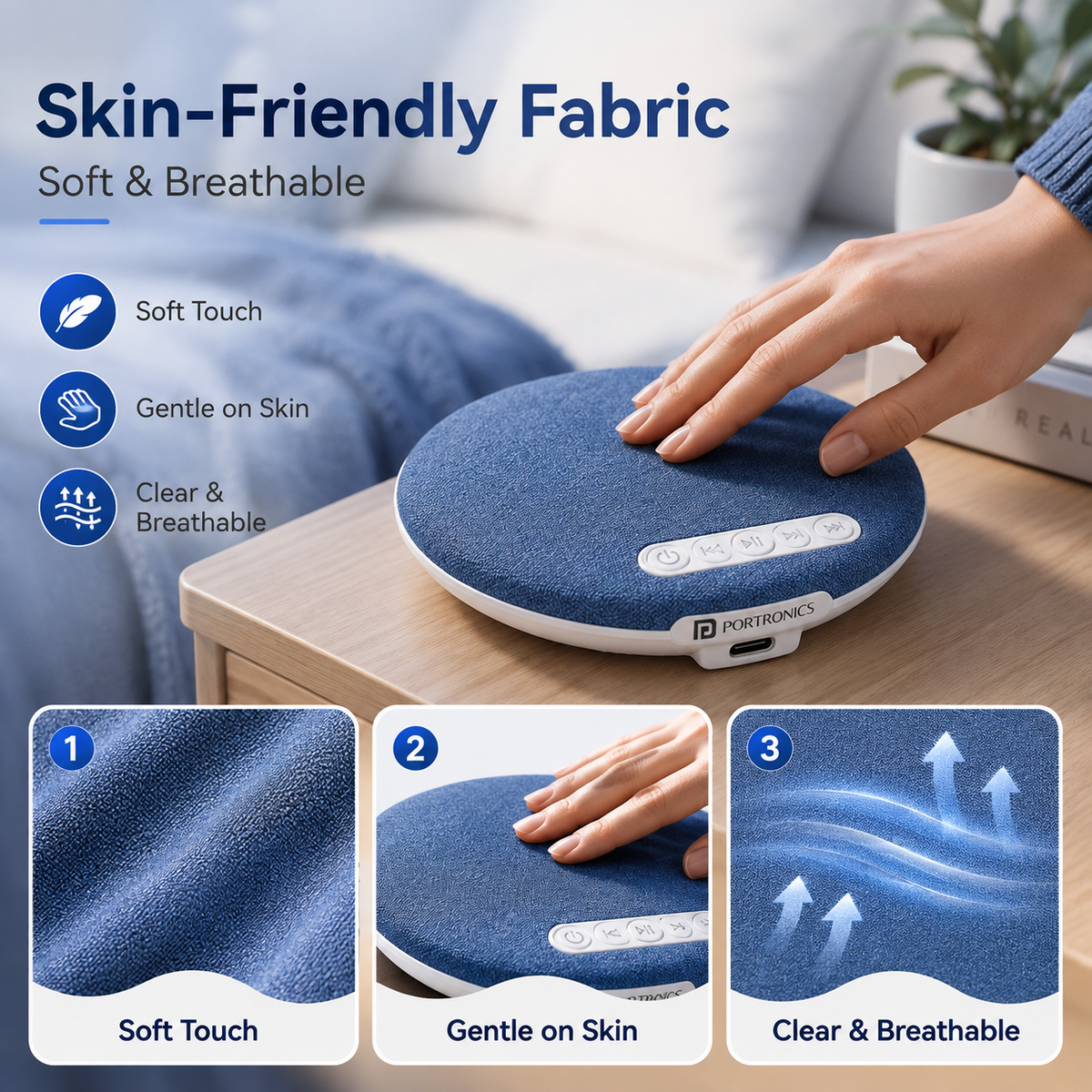 Portronics™ Pillow Pod X3 Pro- Sleep Speaker.